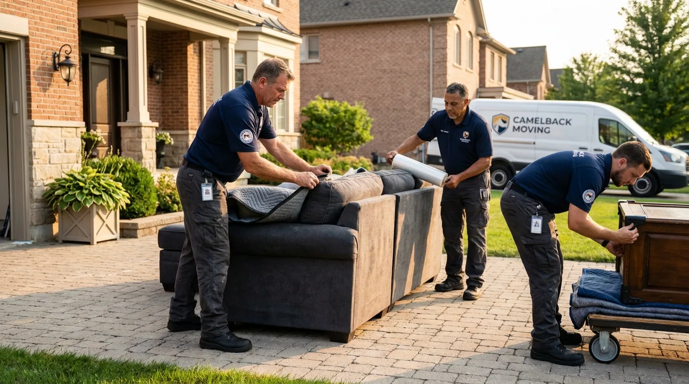Large estate moving crew wrapping furniture in Silver Bay, MN